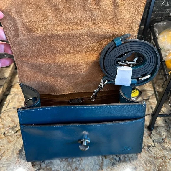 Patricia Nash-Chauny-Satchel Crossbody-Blue Coral-Tooled Leather-Purse & Wallet - Picture 11 of 15